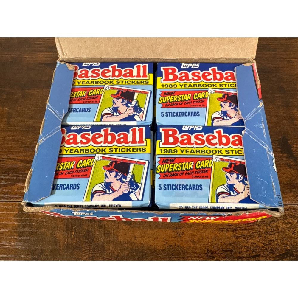 1989 Topps Baseball Yearbook Stickers Vintage Wax Pack Display Box 48 Ct - Picture 2 of 3